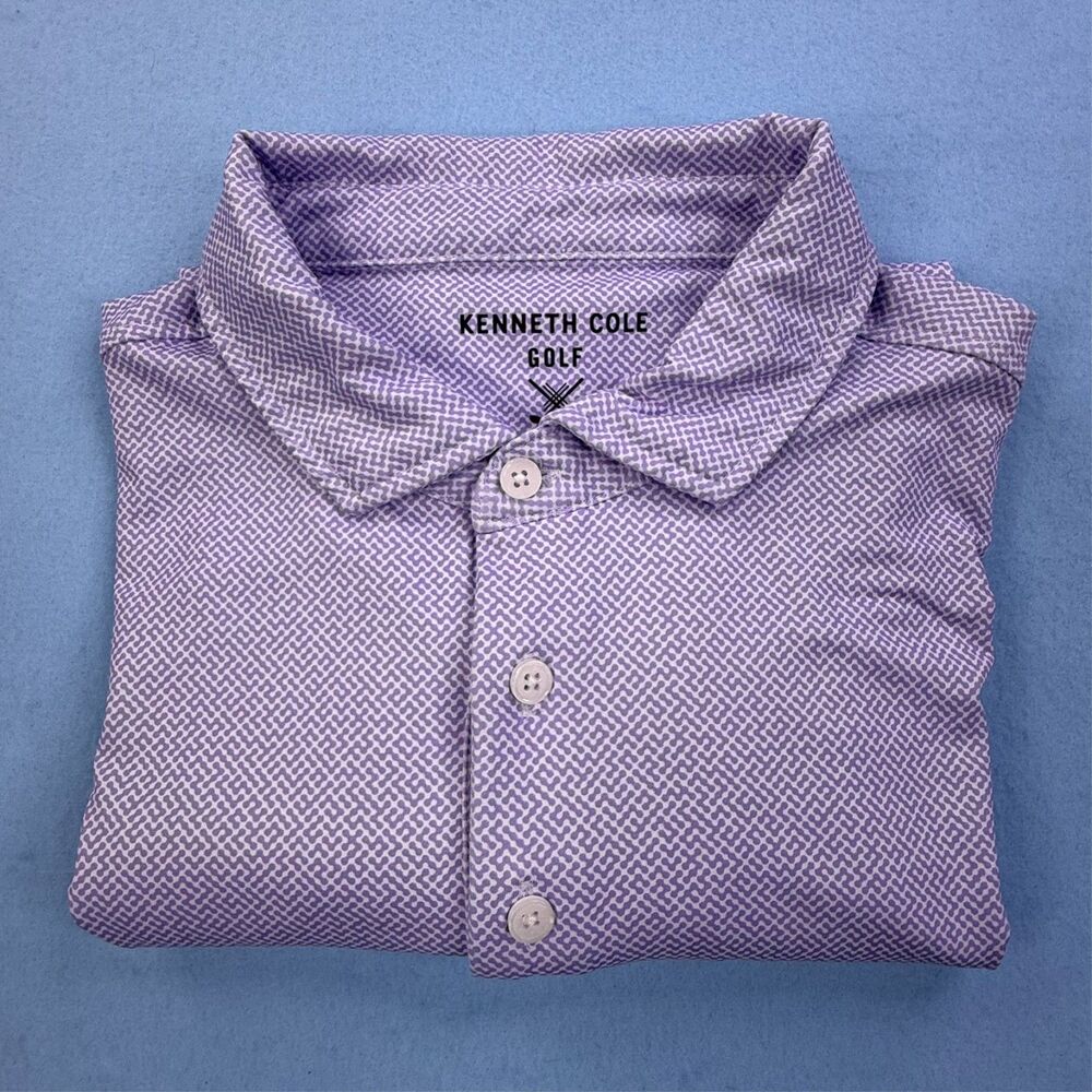 Kenneth Cole Men's Golf Performance Polo Lavender/Purple Geometric Size M  1101